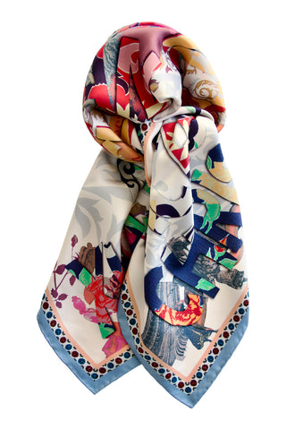 Silk scarf "Double View" Lacroix - ivory