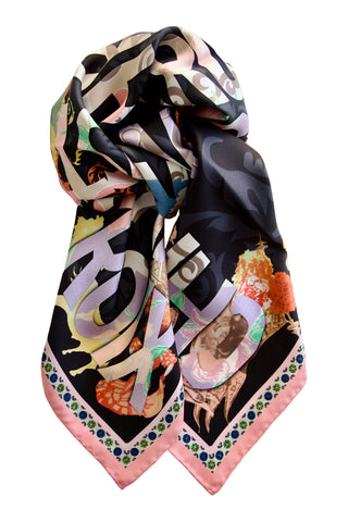 Silk scarf "Double View" Lacroix - black