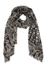 Black and white shawl / scarf with fine ornamental print