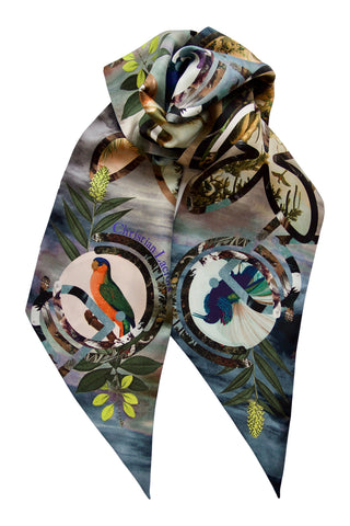 Double-sided silk scarf "Paradise" Lacroix - grey