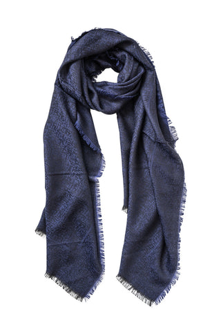 Blue scarf with an elegant touch of black