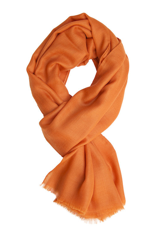 Double faced orange cashmere scarf