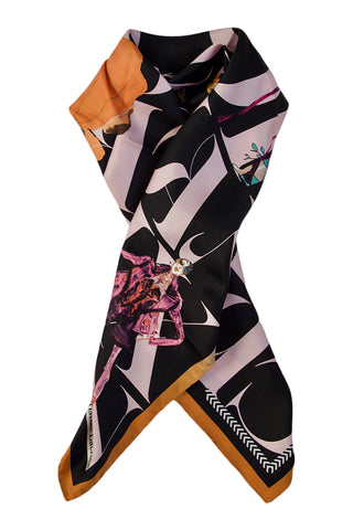 Silk scarf "Lacroix Parade" black and rose