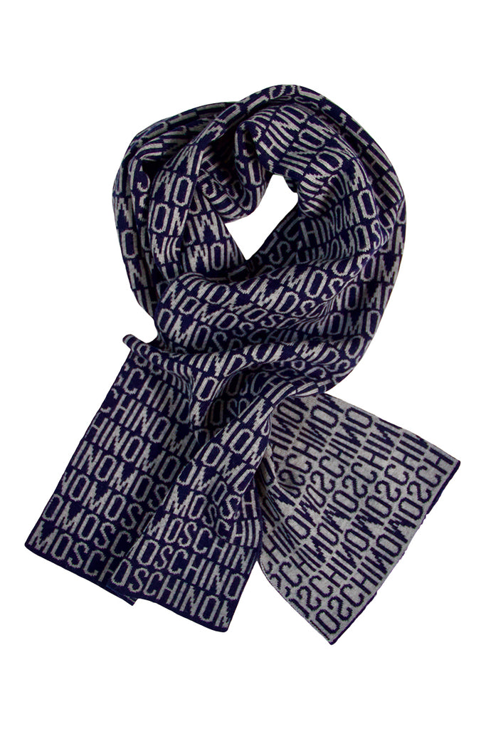 Classic blue wool scarf by Moschino