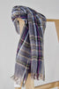 Blue and grey checked scarf with fresh colours