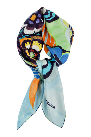 Blue floral silk scarf - Pollini