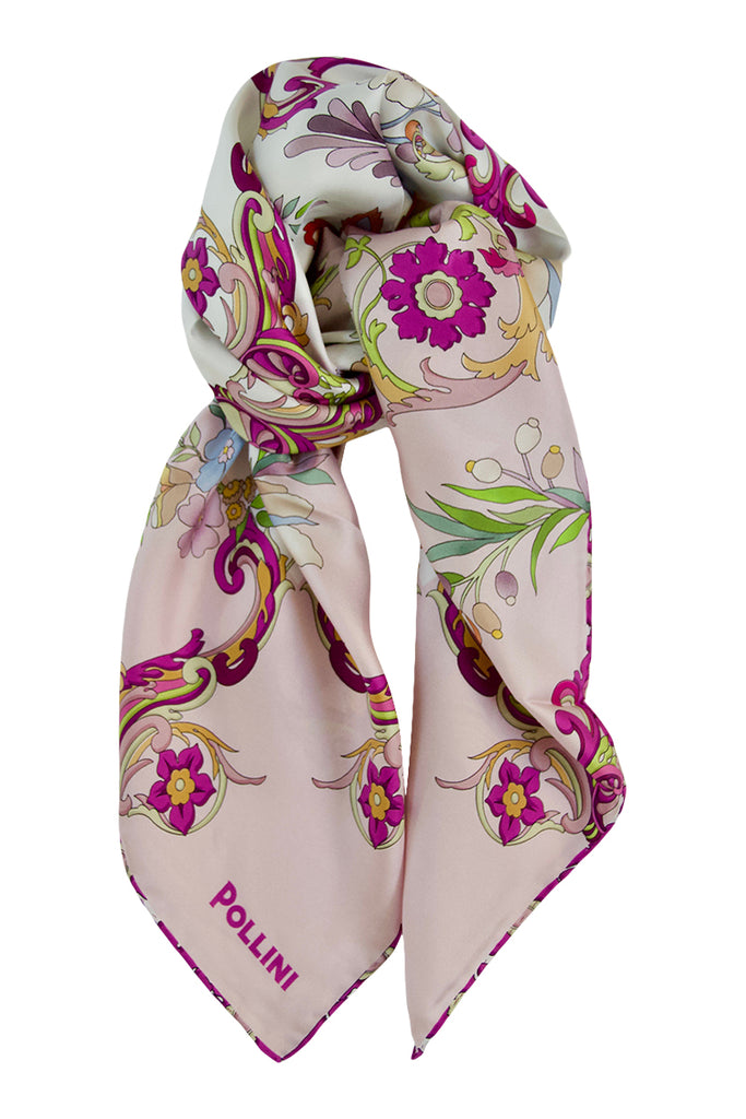Pink floral silk scarf - Pollini