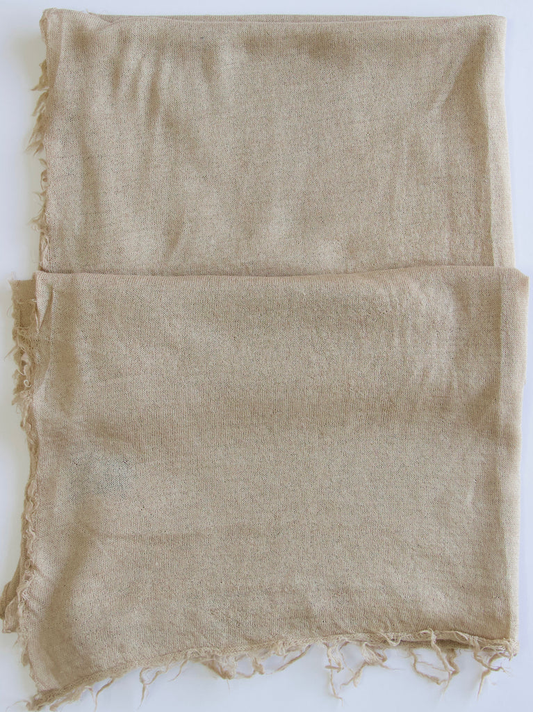 NEW OVERSIZE 100% CASHMERE SCARF BEIGE 15X72”UNISEX LUX FINISH~STUDIO  COLLECTION