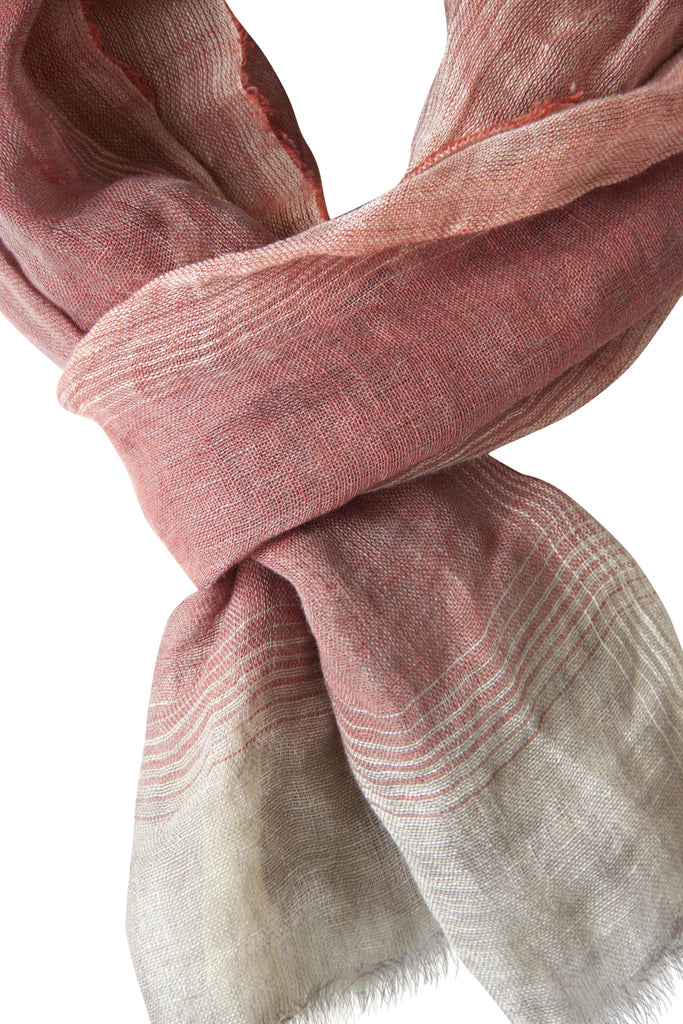 Coral linen scarf deals