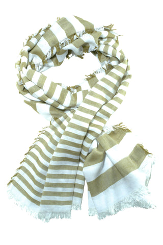 Ultra soft scarf with olive green stripes