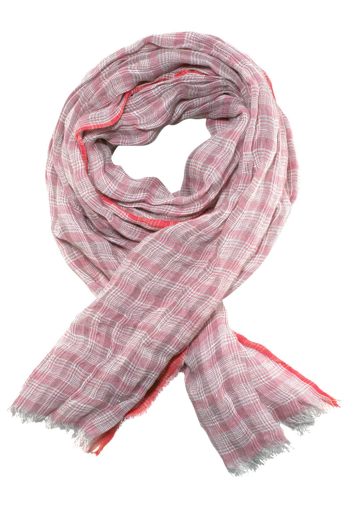 Quality rose coloured scarf in Prince of Wales check